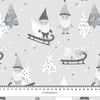 SLEDDING DWARFS (FOREST DWARFS) / GREY - Cotton woven fabric
