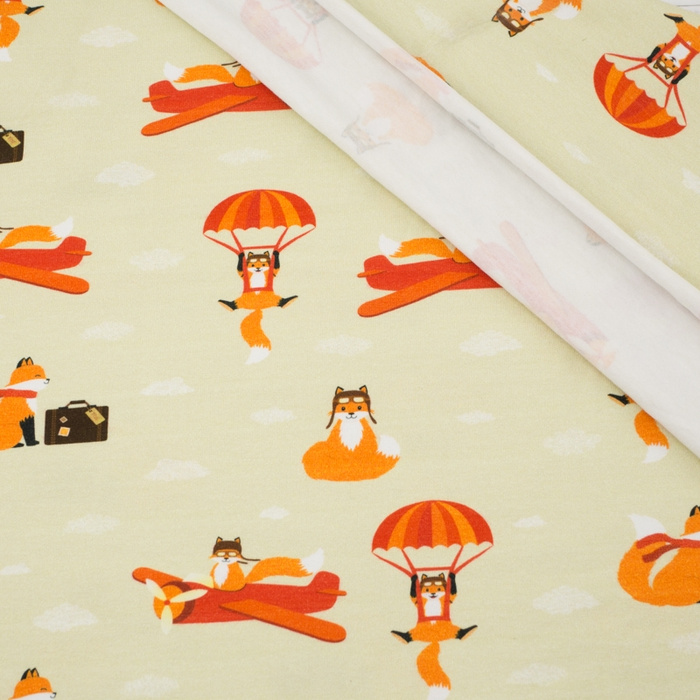 FOXES ON THE JOURNEY / sand - Viscose jersey WE210