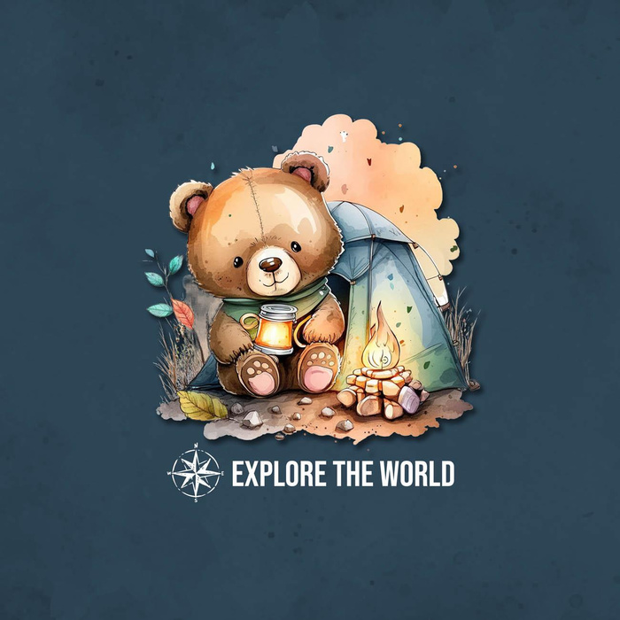 EXPLORE THE WORLD - Paneel (75cm x 80cm) Wintersweat angeraut mit Elastan ITY