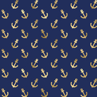 MINI ZŁOTE KOTWICE (ZŁOTY OCEAN) / granatowy - tkanina wodoodporna
