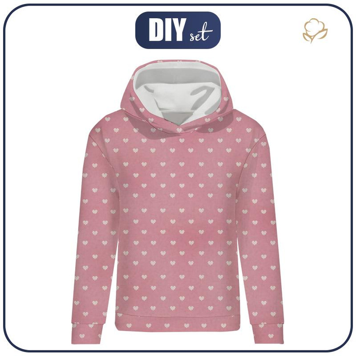 BLUZA DAMSKA (POLA) CLASSIC Z KAPTUREM - SERCA / różowy (NORWESKIE WZORY) - dzianina pętelkowa L