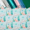 DOLPHINS pat. 2 (MAGICAL OCEAN) / aqua - Waterproof woven fabric