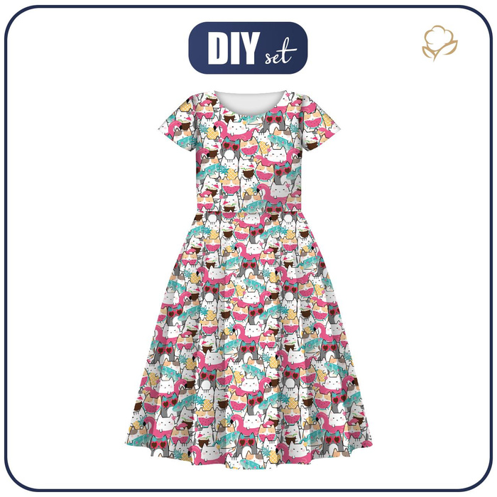 KINDER KLEID "MIA" - SUMMER CATS M. 1 - Nähset (110/116)