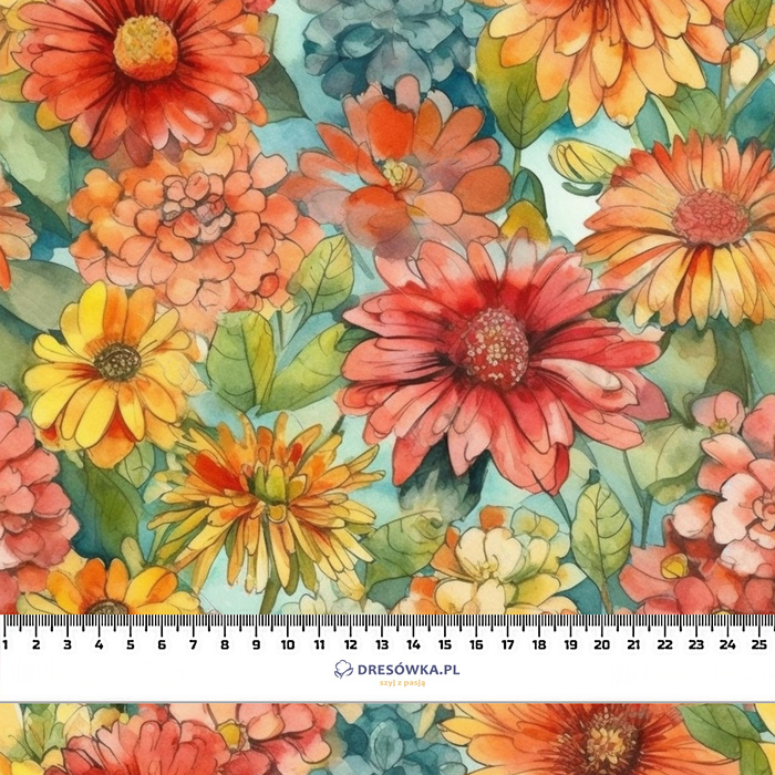 FLOWERS PAPAYA ORANGE WZ. 10 - schnelltrocknende Webware