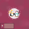 FRIENDS PENGUINS PAT.1 / purple (CHRISTMAS PENGUINS) - SINGLE JERSEY PANORAMIC PANEL 