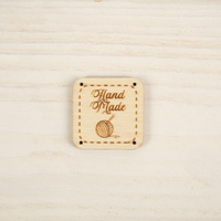 Wooden label square - HAND MADE / ball