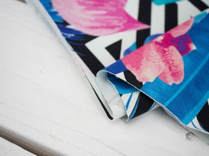 TROPICAL FLAMINGOS - single jersey with elastane 