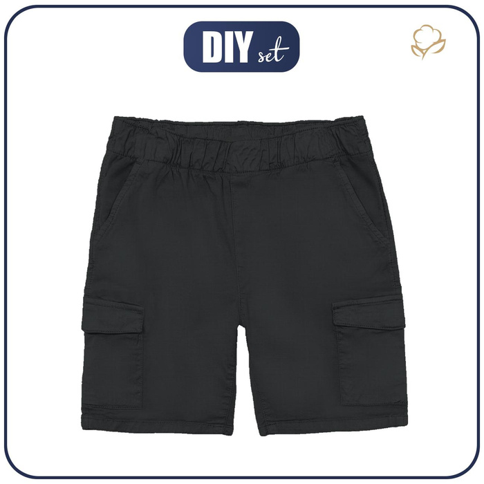 KID`S CARGO SHORTS - BLACK  - sewing set