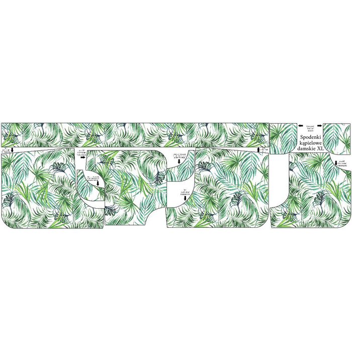 Women’s boardshorts - PALM LEAVES pat. 4 (white) - sewing set