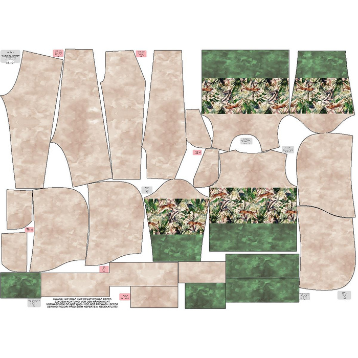 Children's tracksuit (OSLO) - CHEETAH / leaves / STRIPES - looped knit fabric (98/104)