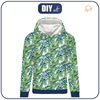 CLASSIC WOMEN’S HOODIE (POLA) - MINI LEAVES AND INSECTS PAT. 6 (TROPICAL NATURE) / white - looped knit fabric - M