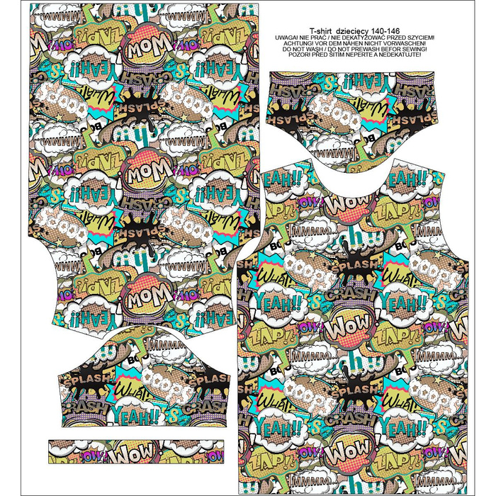 KINDER T-SHIRT- COMICS (bunt) - Single Jersey (128/134)