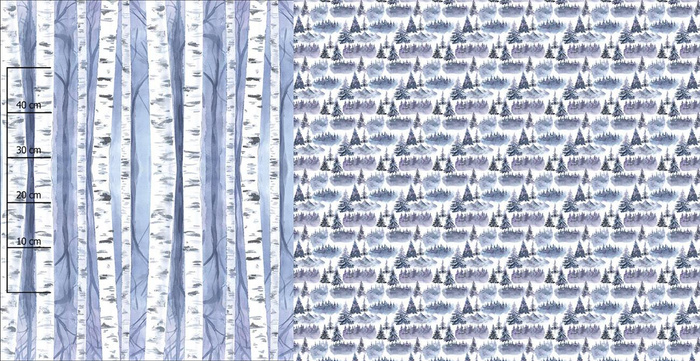 BIRKENWALD (GEMALTER WALD) - panoramisches Paneel (80cm x 155cm)