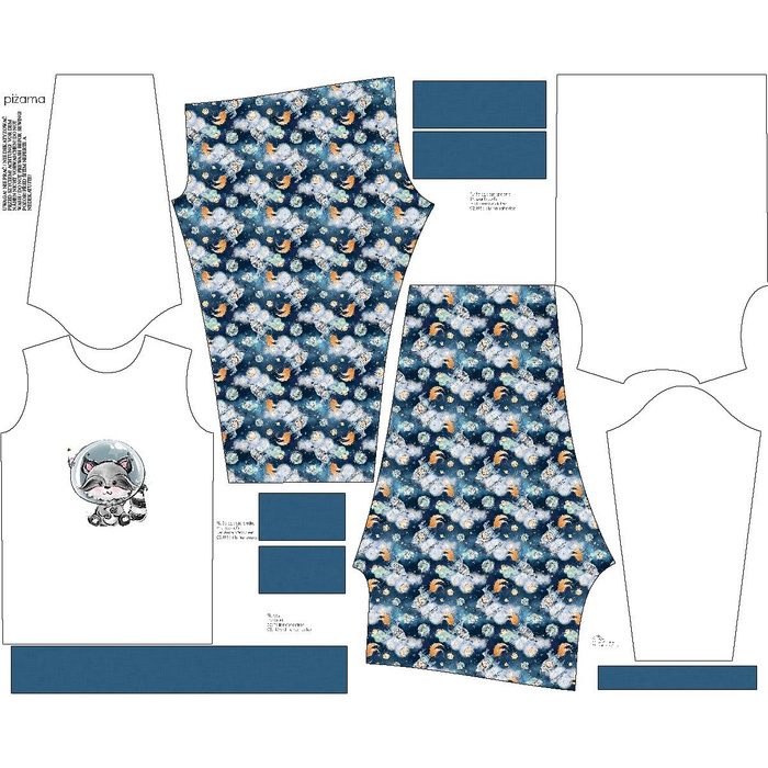 CHILDREN'S PAJAMAS " MIKI" - RACCOON (CUTIES IN THE SPACE) - sewing set