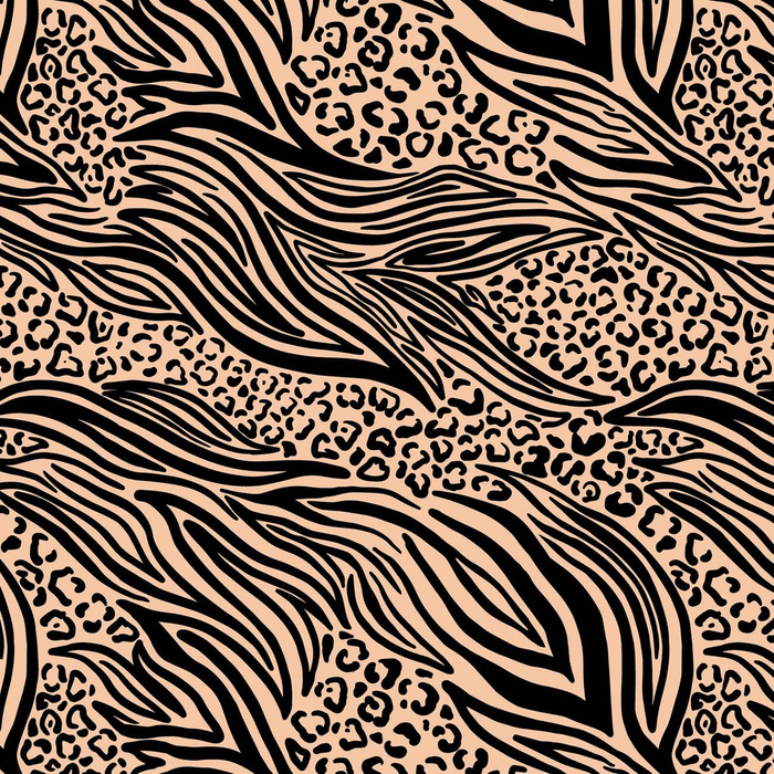 ANIMALS MIX / BEIGE - single jersey with elastane 