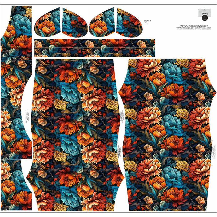 DRESS "CARMEN" - VINTAGE CHINESE FLOWERS pat. 1- sewing set