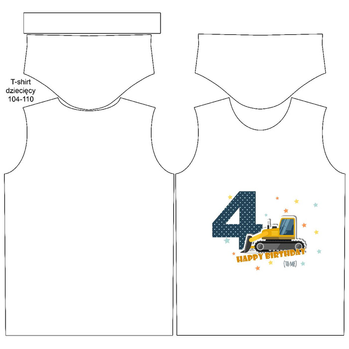 KID’S T-SHIRT - 4ST BIRTHDAY / BULLDOZER - single jersey (116/122)