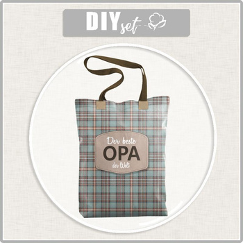 SHOPPER TASCHE - DER BESTE OPA DER WELT / karo retro - Baumwoll Webware - Nähset