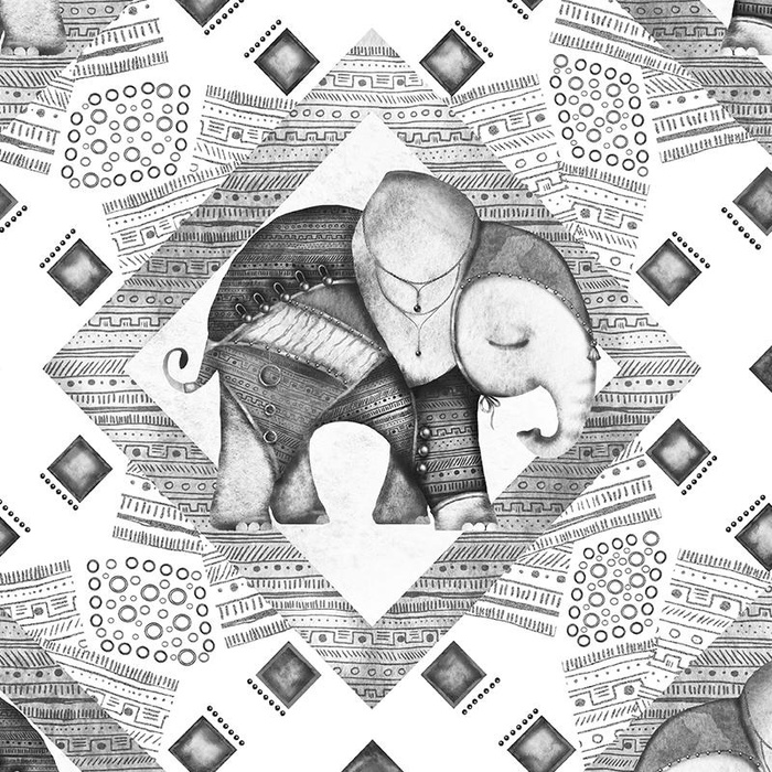 INDYJSKIE KLIMATY (SZARY) / biały - single jersey z elastanem 