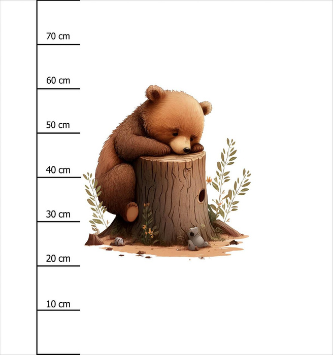 SLEEPING BEAR - panel (75cm x 80cm) Cotton woven fabric