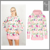 BLUZA DAMSKA (MEGI) - DŁUGA Z KAPTUREM - SŁONECZNIKI wz. 3 -  dzianina pętelkowa - XS