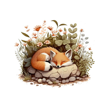 SLEEPING FOX - Paneel (75cm x 80cm) Wasserabweisende Webware