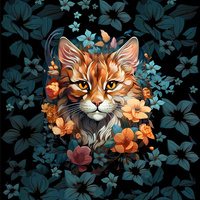 ANIMALS MANDALA wz.12 (cat) - panel (75cm x 80cm) - dzianina pętelkowa z elastanem ITY