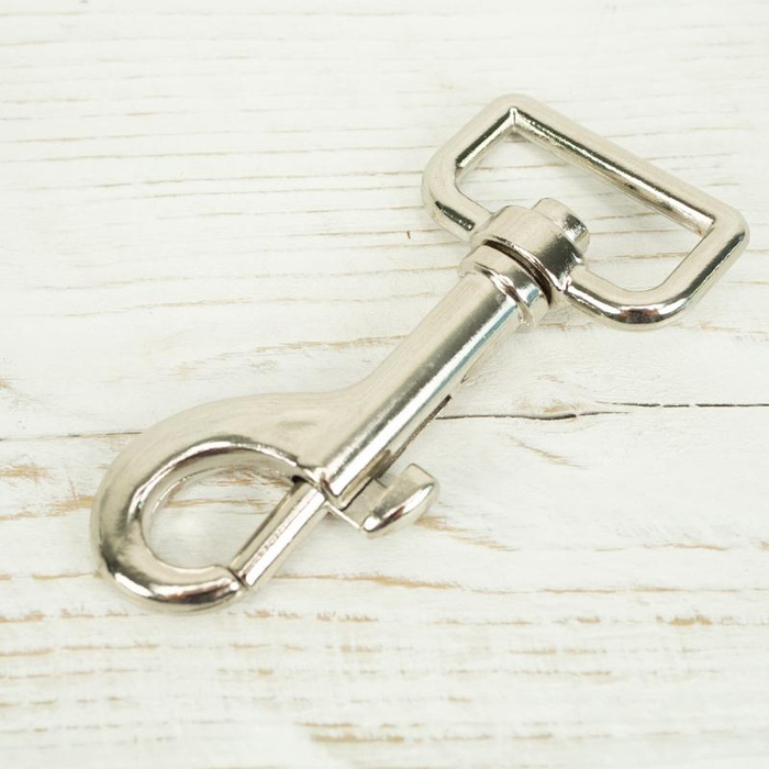 Metal snap hook for leash 26x71 mm - silver