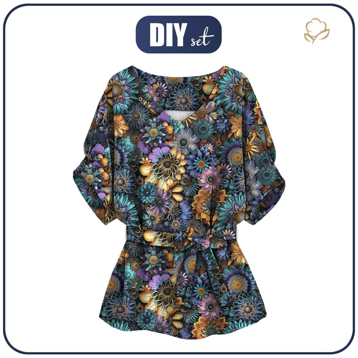 KIMONO BLUSE - COLORFUL GERBERA - Nähset XXL-XXXL