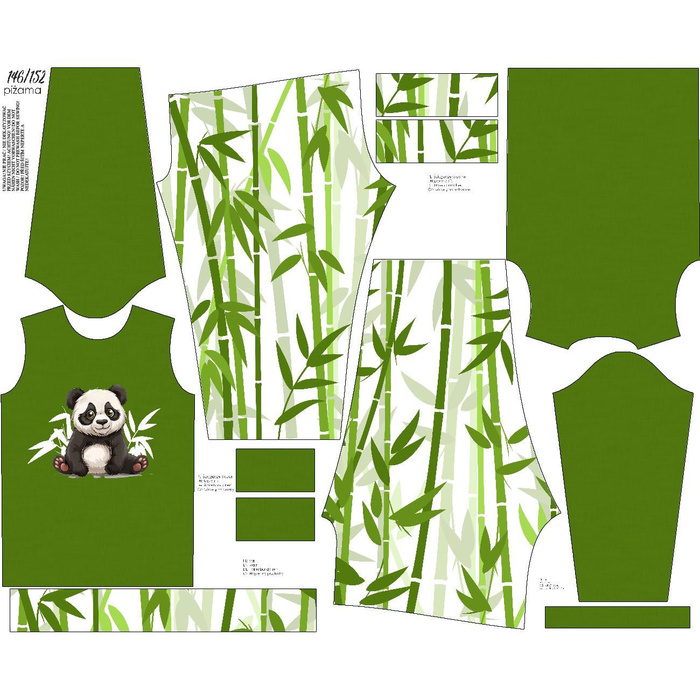 CHILDREN'S PAJAMAS " MIKI" - SWEET PANDA - sewing set (134/140)