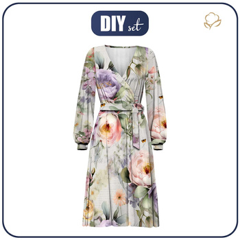 UMSCHLAG ELEGANTES MIDI KLEID (BIANCA) - VINTAGE FLOWERS - Nähset XXL