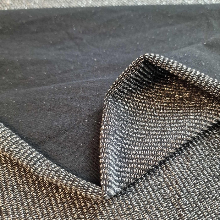BLACK / Silver - loopback knit fabric with lurex thread