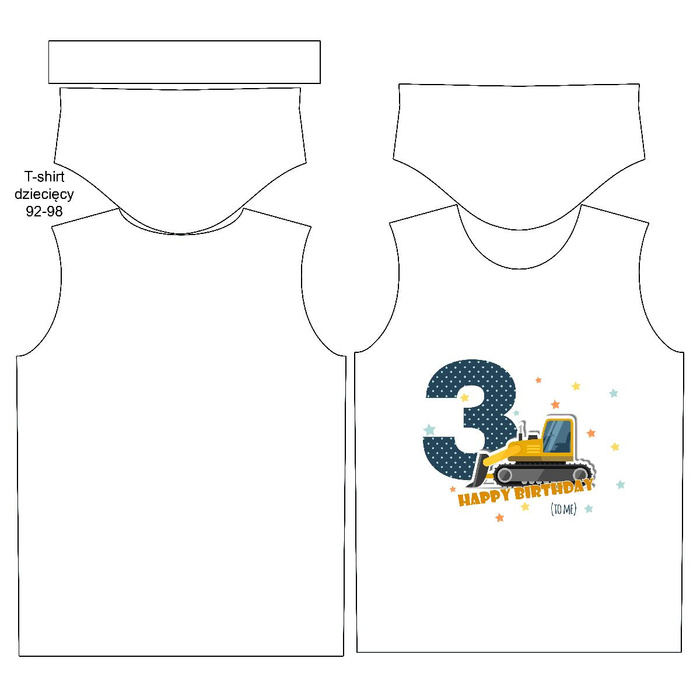 KID’S T-SHIRT - 3ST BIRTHDAY / BULLDOZER  - single jersey (104/110)