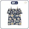 Bardot neckline blouse (SARA) - DAISIES DENIM IMITATION WZ. 1 - sewing set