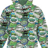Children's tracksuit (OSLO) - COMIC BOOK (green - blue) - looped knit fabric (134/140)