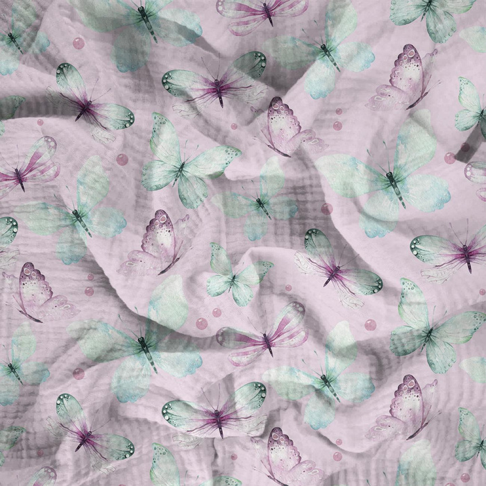 BUTTERFLIES PAT. 1 (WATER-COLOR BUTTERFLIES) - Cotton muslin