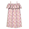 Bardot neckline dress (LILI) - PINK FLOWERS (IN THE MEADOW) - sewing set - 146-152