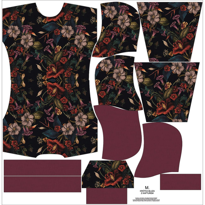 Cropped Hoodie (IDA) - FLOWERS wz.62 - Nähset - XL