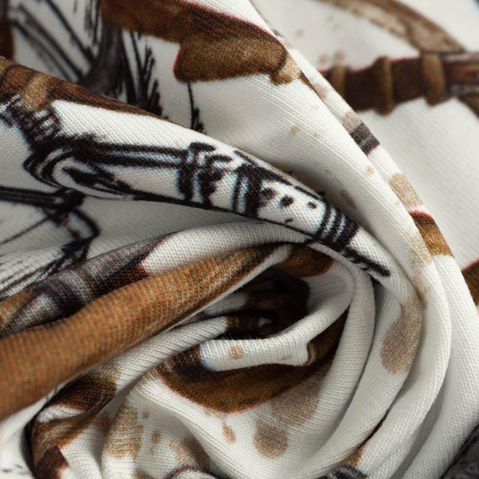 HORSE-RIDING (HOBBIES AND JOBS) / white - looped knit fabric