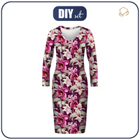 PENCIL DRESS (ALISA) - EXOTIC ORCHIDS pat. 8 - sewing set XS