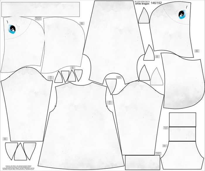 KID'S HOODIE (PARIS) - WHITE DRAGON - sewing set (110/116)