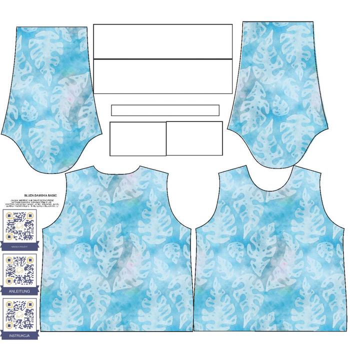 BASIC DAMEN SWEATSHIRT (HANA) - BLAUE MONSTERA - Nähset