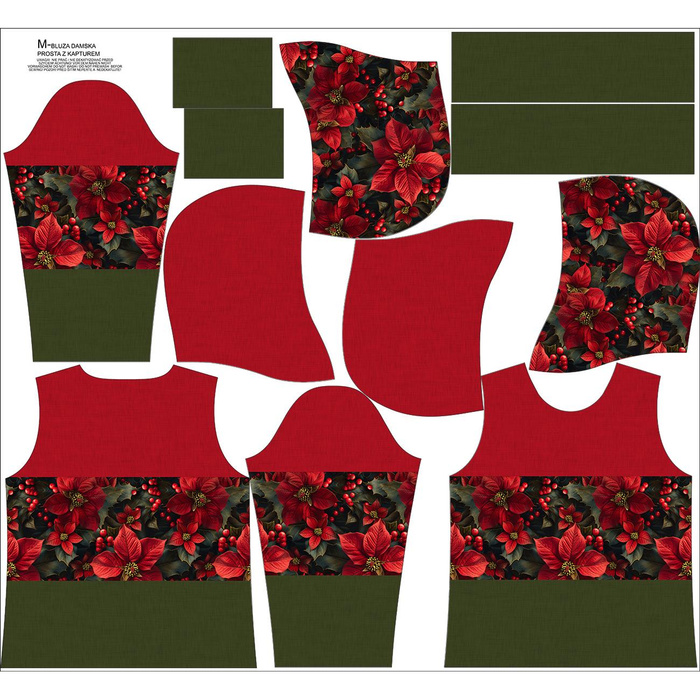 CLASSIC WOMEN’S HOODIE (POLA) - WINTER FLOWERS WZ.18 - sewing set XS