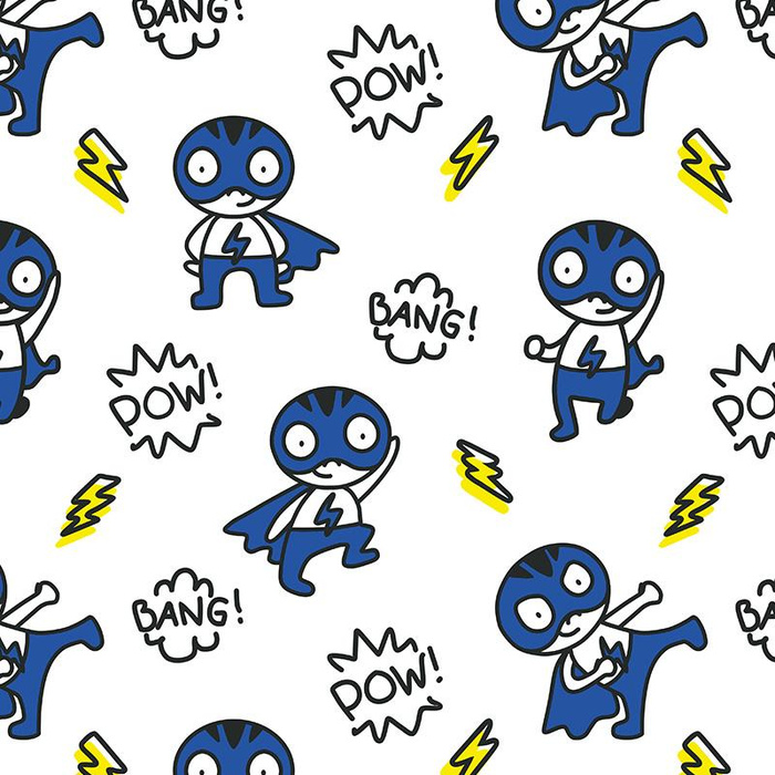 SUPERHERO / blue - white - single jersey with elastane TE210