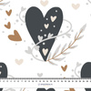 GRAPHITE HEARTS / white (RAINBOWS AND HEARTS) - Waterproof woven fabric