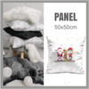 CUSHION PANEL - SANTA CLAUS AND ELF / presents (CHRISTMAS FRIENDS)