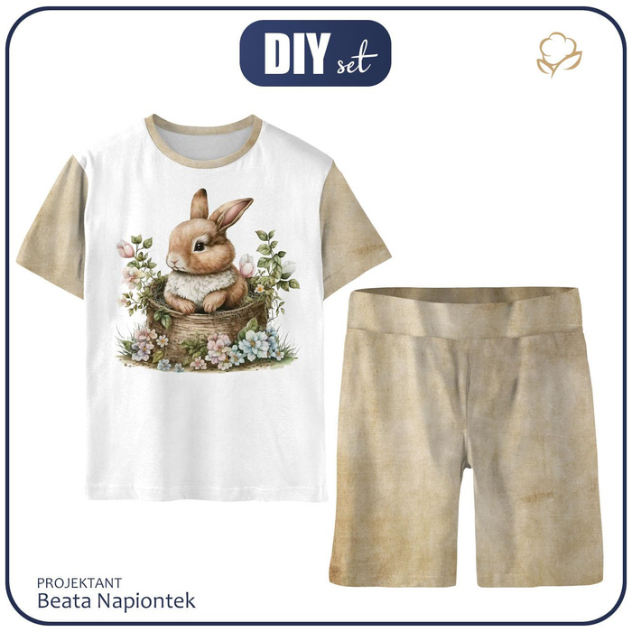 KINDERPYJAMA "ADA" - HÄSCHEN IM KORB M. 1 - Nähset (146/152)