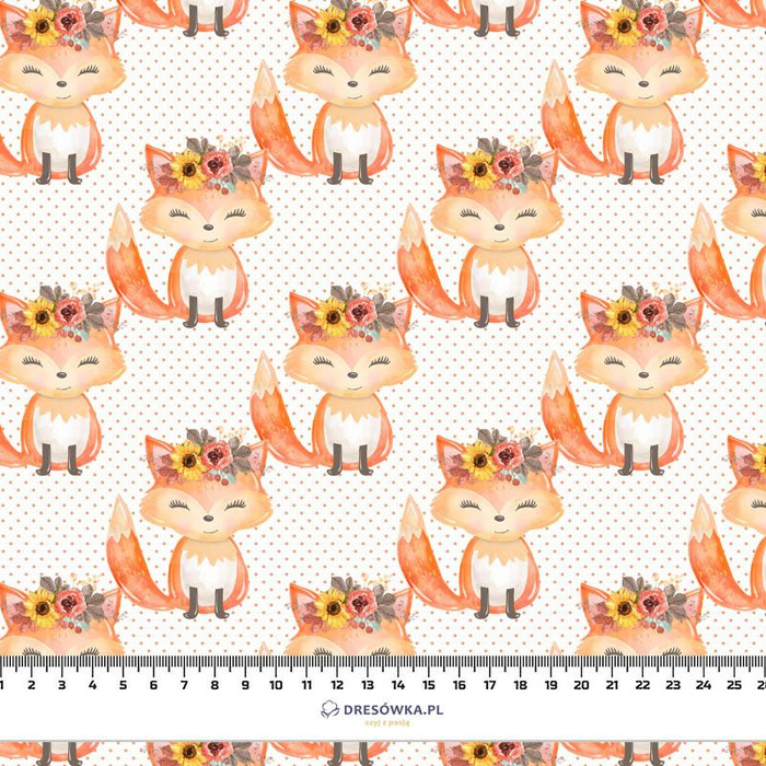FOXES AND DOTS / white (FOXES AND PUMPKINS) - Waterproof woven fabric