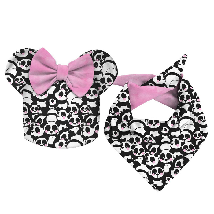 KID'S CAP AND SCARF (MOUSE) - PANDAS / pink 59-61