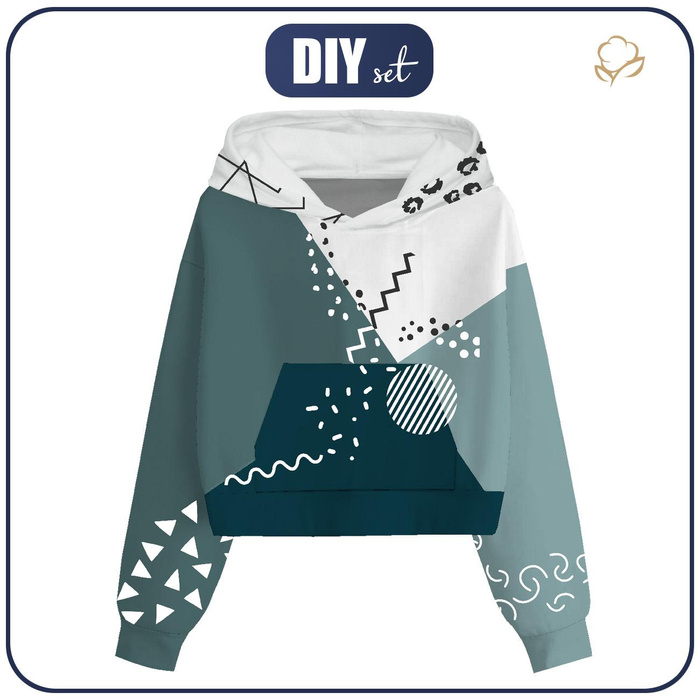 Zkrácená mikina s kapucí (IDA) - COLOR BLOCK vz. 6 - Sada šití - S